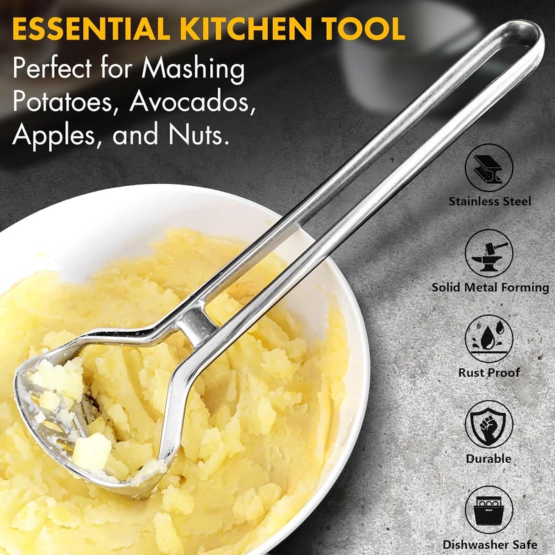 qAp quality art Practical Heavy Duty Stainless Steel Potato Masher with Silicone Handle - Image 2
